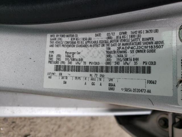 Photo 10 from auction – 2012 FORD FIESTA SEL with VIN 3FADP4CJ3CM183507
