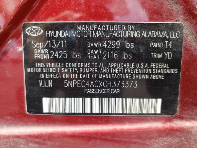 Photo 10 from auction – 2012 HYUNDAI SONATA SE with VIN 5NPEC4ACXCH373373