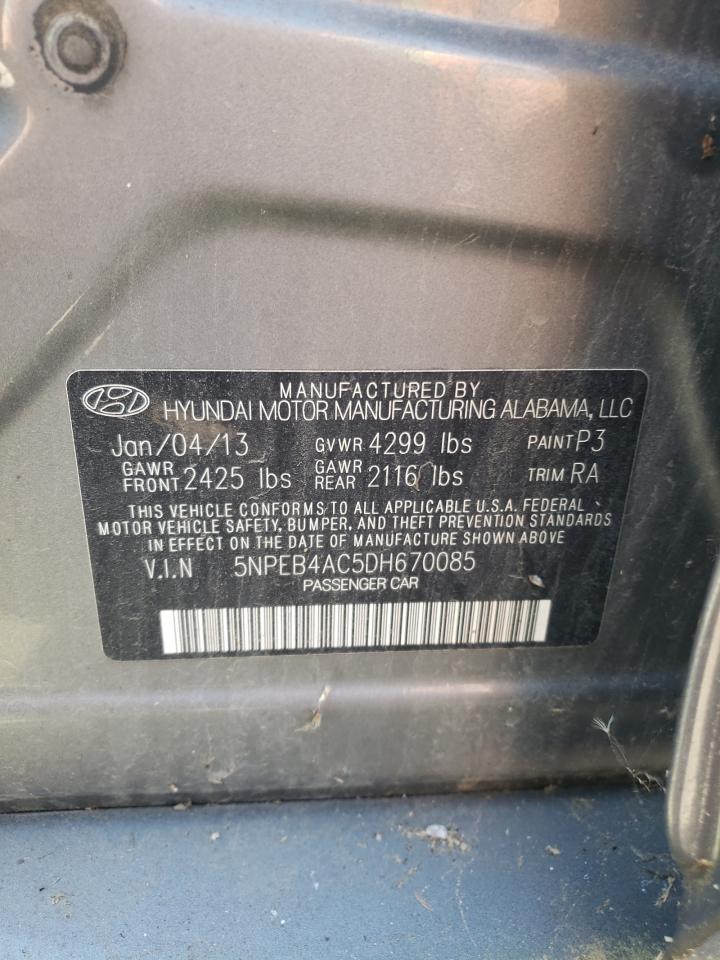 Photo 10 from auction – 2013 HYUNDAI SONATA GLS with VIN 5NPEB4AC5DH670085