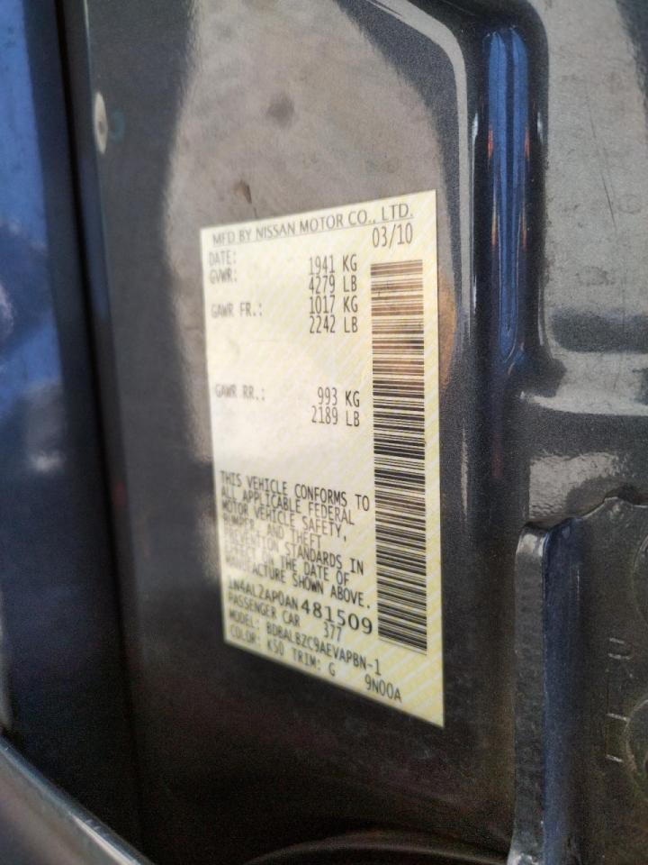 Photo 10 from auction – 2010 NISSAN ALTIMA BAS with VIN 1N4AL2AP0AN481509
