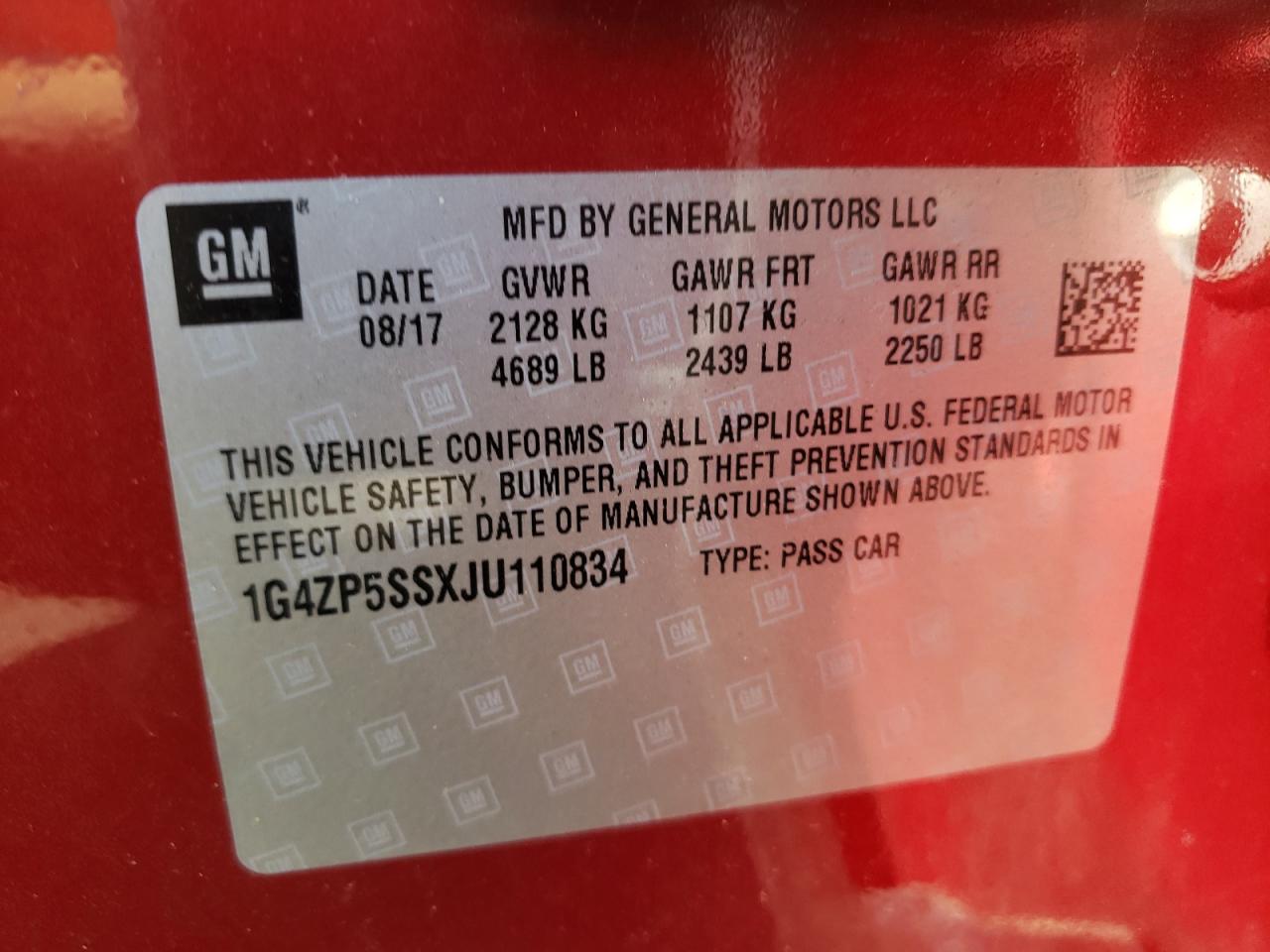 Photo 10 from auction – 2018 BUICK LACROSSE E with VIN 1G4ZP5SSXJU110834