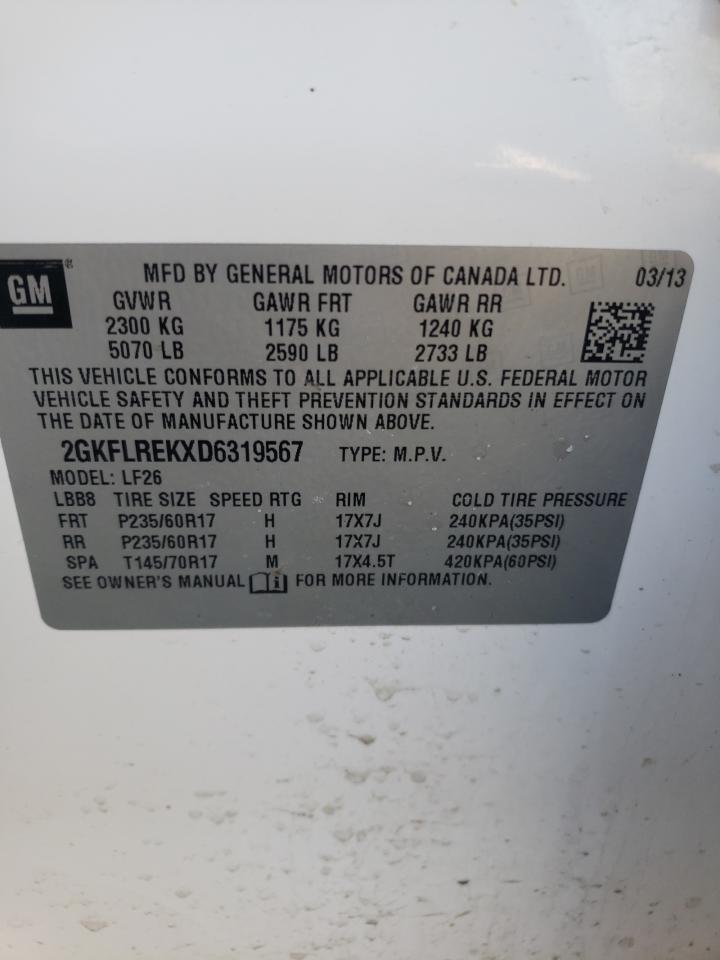 Photo 10 from auction – 2013 GMC TERRAIN SL with VIN 2GKFLREKXD6319567