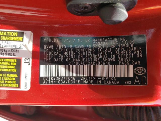 Photo 10 from auction – 2010 TOYOTA COROLLA BA with VIN 2T1BU4EEXAC306610