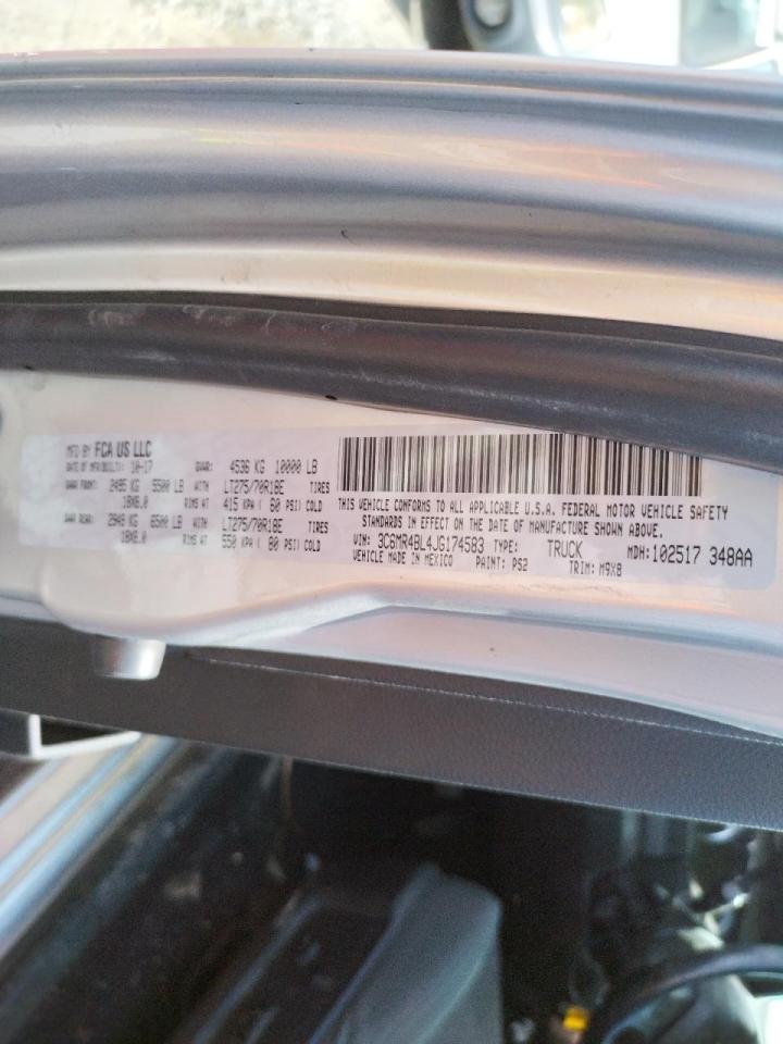 Photo 10 from auction – 2018 RAM 2500 SLT with VIN 3C6MR4BL4JG174583