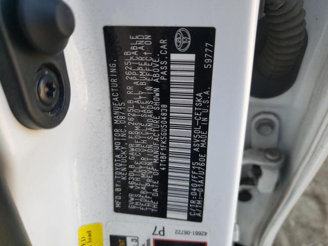 Photo 10 from auction – 2016 TOYOTA CAMRY LE/S with VIN 4T1BF1FK5GU504838