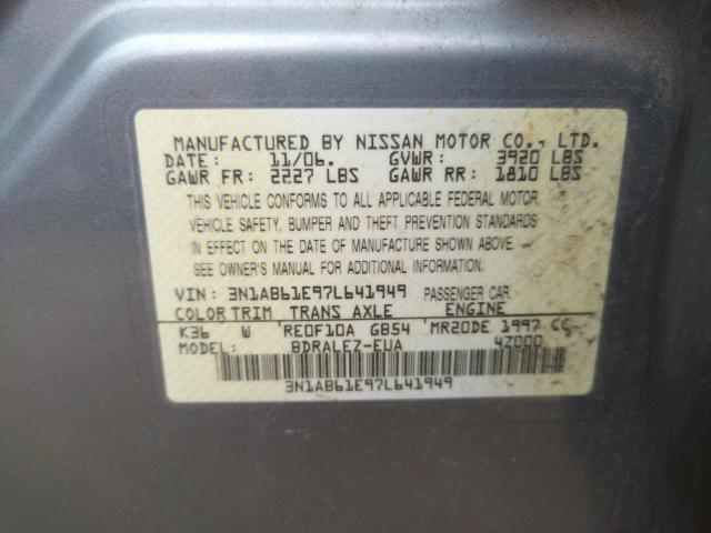Photo 10 from auction – 2007 NISSAN SENTRA 2.0 with VIN 3N1AB61E97L641949