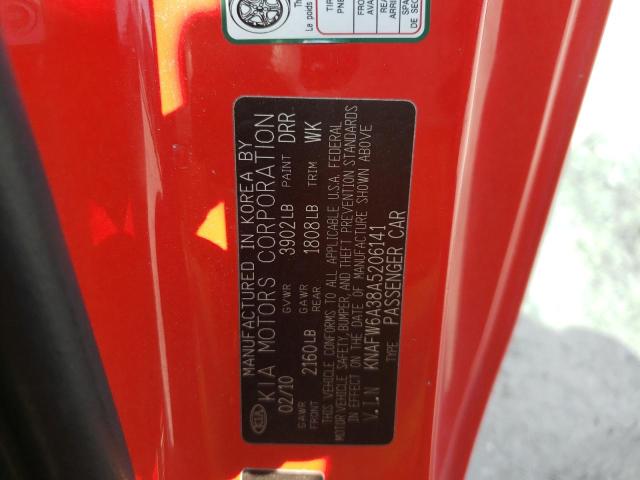 Photo 10 from auction – 2010 KIA FORTE SX with VIN KNAFW6A38A5206141