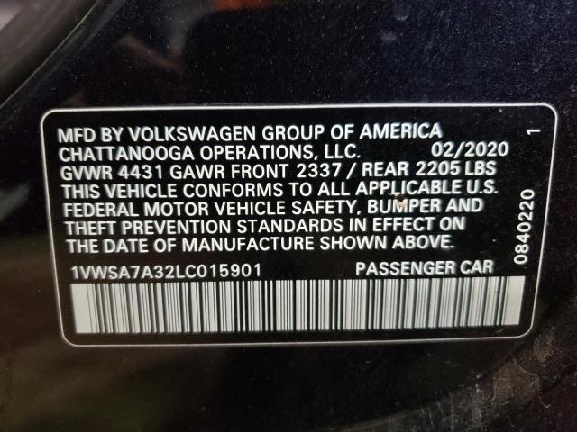 Photo 10 from auction – 2020 VOLKSWAGEN PASSAT SE with VIN 1VWSA7A32LC015901