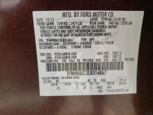 Photo 10 from auction – 2012 FORD FLEX SEL with VIN 2FMHK6CC3CBD16867