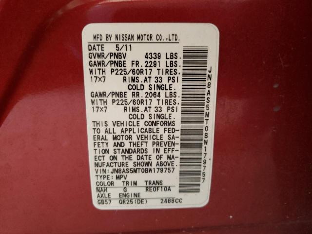 Photo 10 from auction – 2011 NISSAN ROGUE S with VIN JN8AS5MT0BW179757