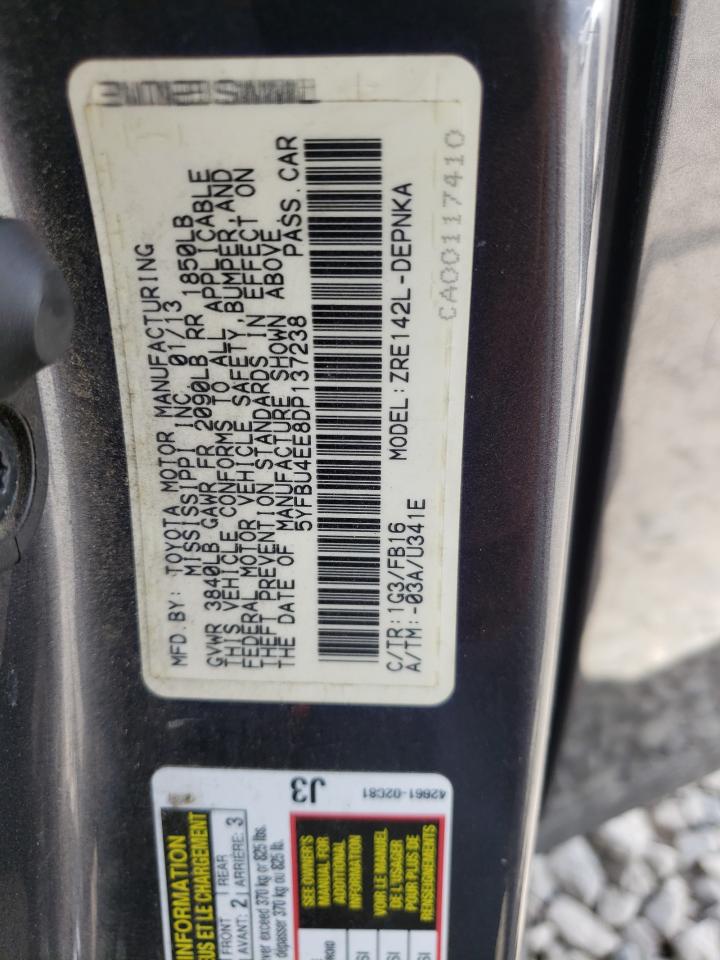 Photo 10 from auction – 2013 TOYOTA COROLLA with VIN 5YFBU4EE8DP137238