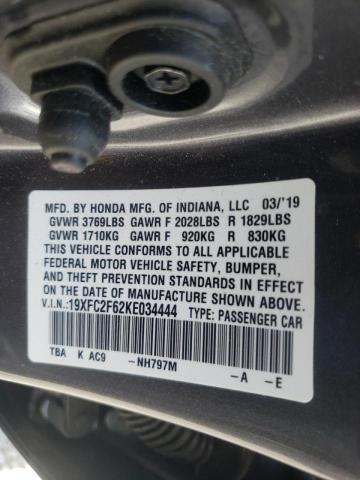 Photo 10 from auction – 2019 HONDA CIVIC LX with VIN 19XFC2F62KE034444