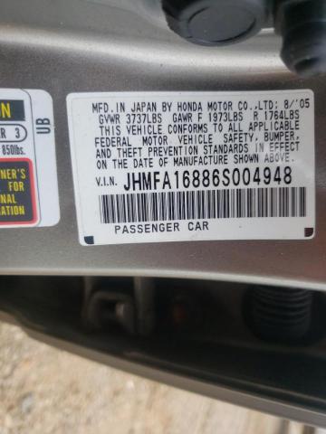 Photo 10 from auction – 2006 HONDA CIVIC LX with VIN JHMFA16886S004948