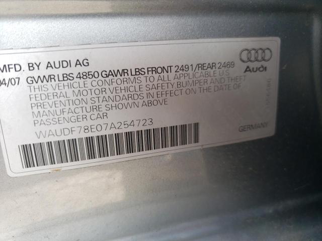 Photo 10 from auction – 2007 AUDI A4 2.0T QU with VIN WAUDF78E07A254723