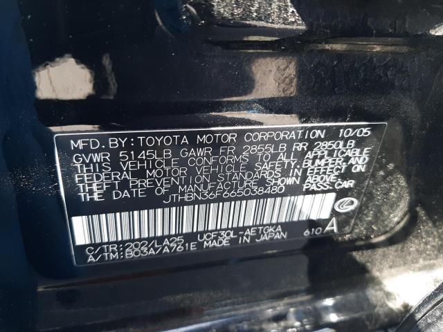 Photo 10 from auction – 2006 LEXUS LS 430 with VIN JTHBN36F665038480