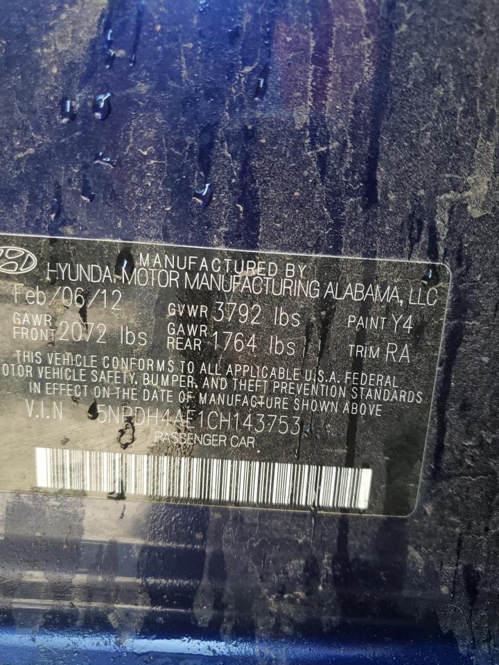 Photo 10 from auction – 2012 HYUNDAI ELANTRA GL with VIN 5NPDH4AE1CH143753