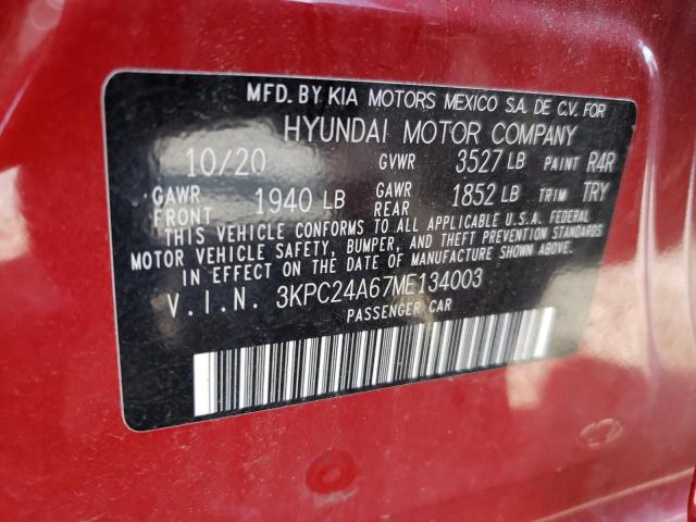 Photo 10 from auction – 2021 HYUNDAI ACCENT SE with VIN 3KPC24A67ME134003