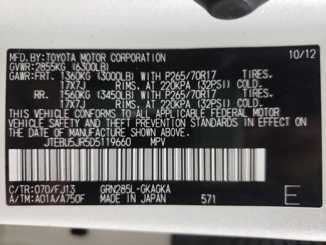 Photo 10 from auction – 2013 TOYOTA 4RUNNER SR with VIN JTEBU5JR5D5119660