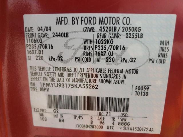 Photo 10 from auction – 2005 FORD ESCAPE XLT with VIN 1FMYU93175KA55262