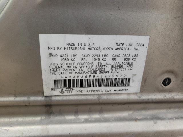 Photo 10 from auction – 2004 MITSUBISHI GALANT ES with VIN 4A3AB36F64E092572