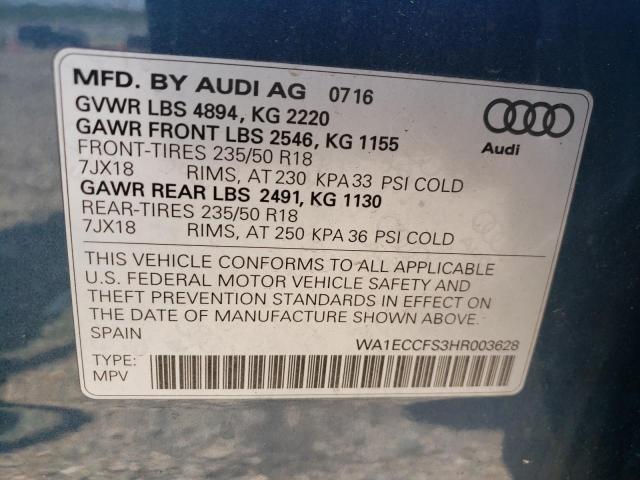 Photo 10 from auction – 2017 AUDI Q3 PREMIUM with VIN WA1ECCFS3HR003628