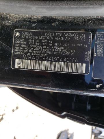 Photo 10 from auction – 2003 BMW 530 I AUTO with VIN WBADT63413CK40166
