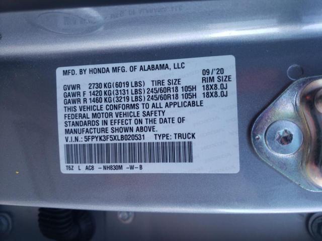 Photo 10 from auction – 2020 HONDA RIDGELINE with VIN 5FPYK3F5XLB020531