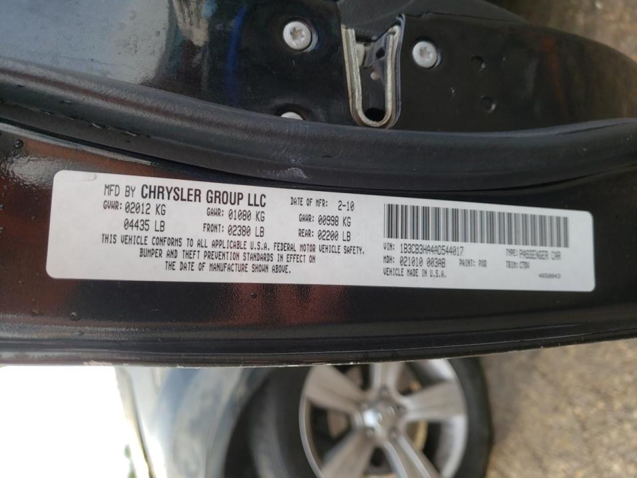 Photo 10 from auction – 2010 DODGE CALIBER MA with VIN 1B3CB3HA4AD544017