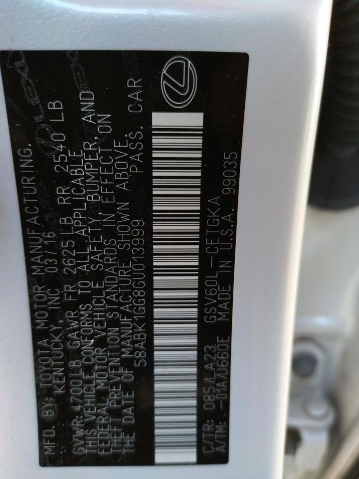 Photo 11 from auction – 2016 LEXUS ES 350 with VIN 58ABK1GG8GU013999