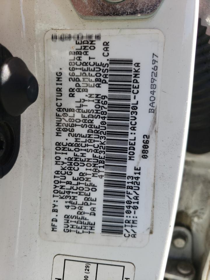 Photo 10 from auction – 2002 TOYOTA CAMRY LE with VIN 4T1BE32K32U048769
