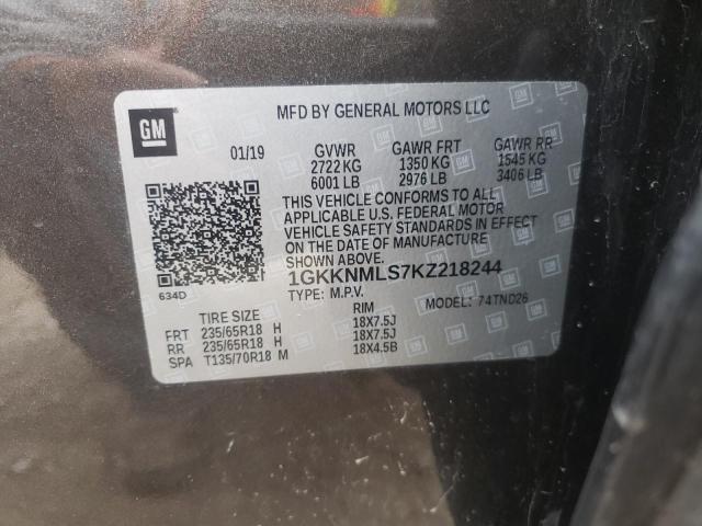 Photo 10 from auction – 2019 GMC ACADIA SLT with VIN 1GKKNMLS7KZ218244