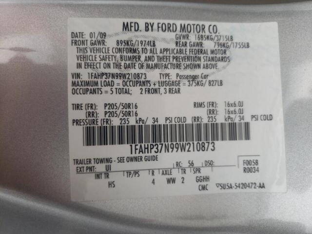Photo 10 from auction – 2009 FORD FOCUS SEL with VIN 1FAHP37N99W210873