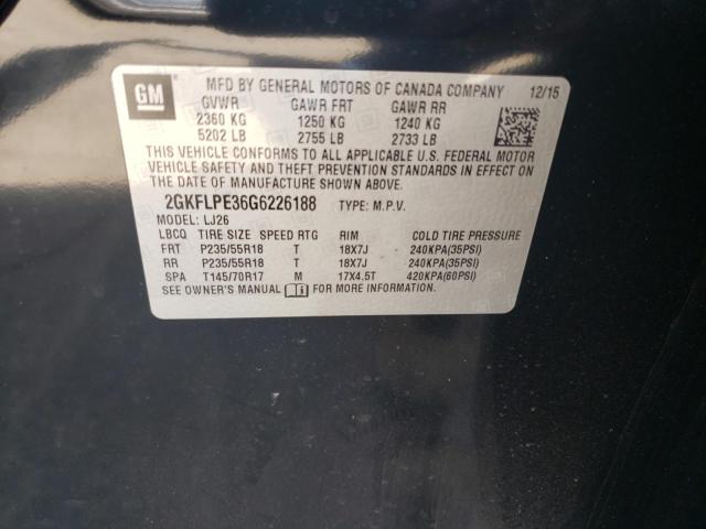 Photo 10 from auction – 2016 GMC TERRAIN SL with VIN 2GKFLPE36G6226188
