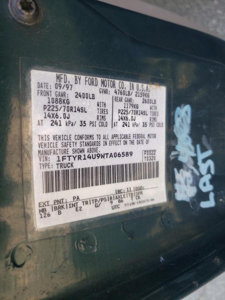 Photo 10 from auction – 1998 FORD RANGER SUP with VIN 1FTYR14U9WTA06589