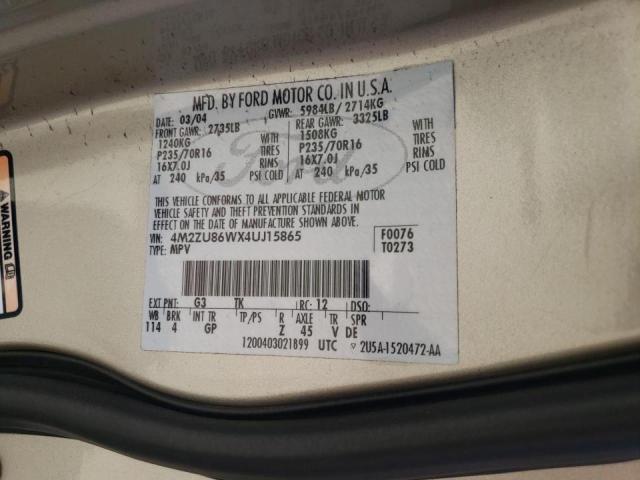 Photo 10 from auction – 2004 MERCURY MOUNTAINEE with VIN 4M2ZU86WX4UJ15865
