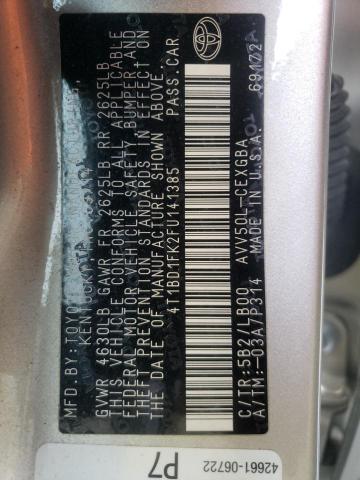 Photo 10 from auction – 2015 TOYOTA CAMRY HYBR with VIN 4T1BD1FK2FU141385