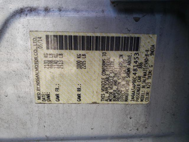 Photo 10 from auction – 2014 NISSAN MAXIMA S with VIN 1N4AA5AP9EC481453
