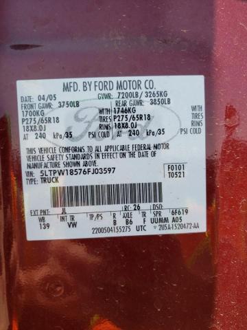 Photo 10 from auction – 2006 LINCOLN MARK LT with VIN 5LTPW18576FJ03597