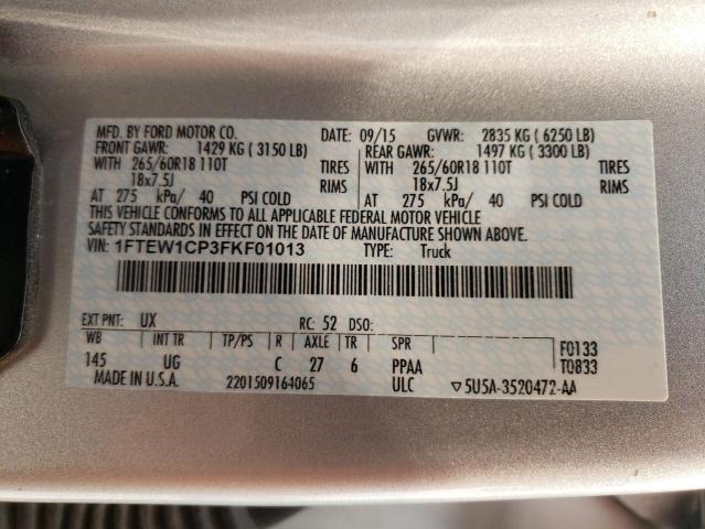 Photo 10 from auction – 2015 FORD F150 SUPER with VIN 1FTEW1CP3FKF01013