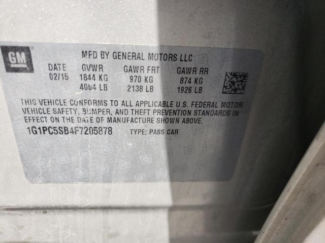 Photo 10 from auction – 2015 CHEVROLET CRUZE LT with VIN 1G1PC5SB4F7205878