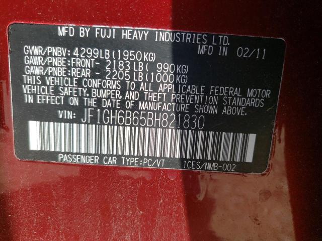 Photo 10 from auction – 2011 SUBARU IMPREZA 2. with VIN JF1GH6B65BH821830