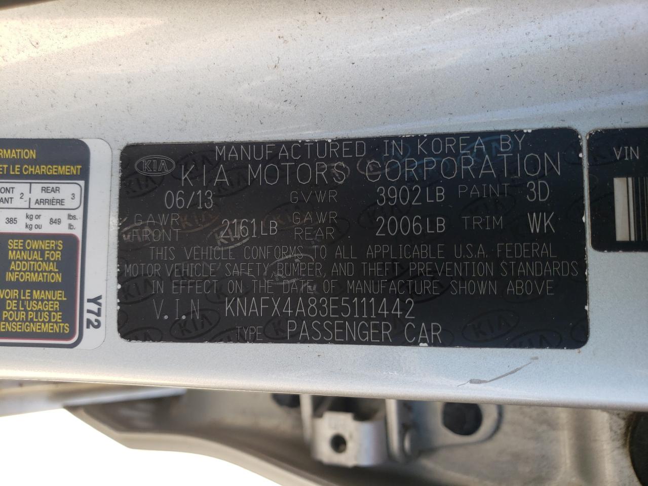 Photo 10 from auction – 2014 KIA FORTE EX with VIN KNAFX4A83E5111442