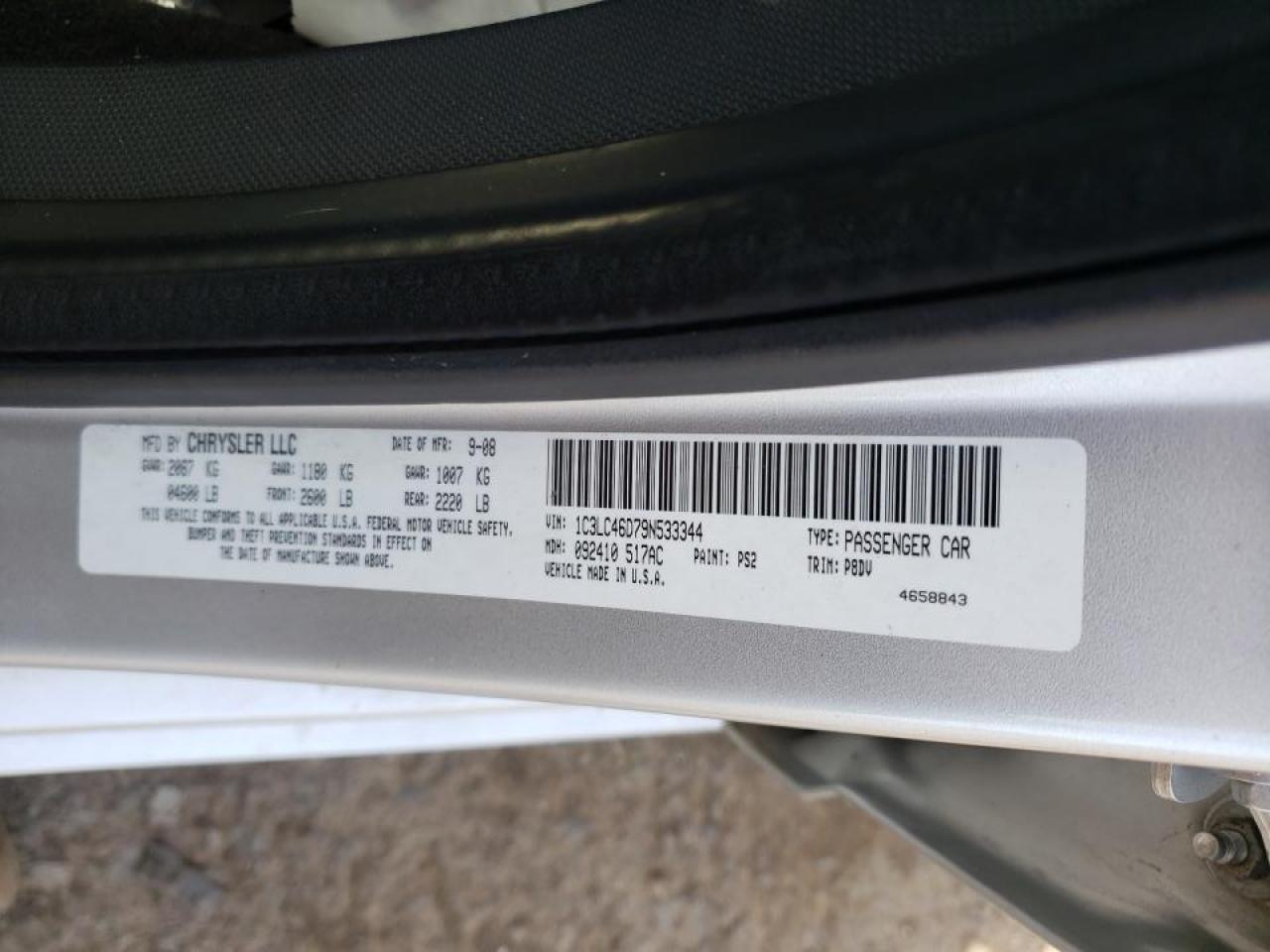 Photo 10 from auction – 2009 CHRYSLER SEBRING LX with VIN 1C3LC46D79N533344