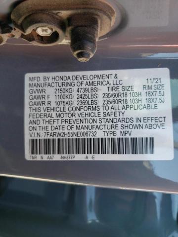 Photo 10 from auction – 2022 HONDA CR-V EX with VIN 7FARW2H55NE006732