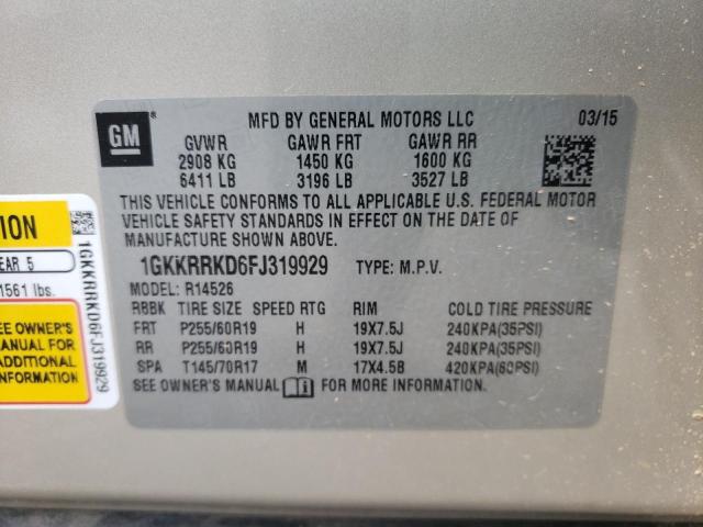 Photo 10 from auction – 2015 GMC ACADIA SLT with VIN 1GKKRRKD6FJ319929