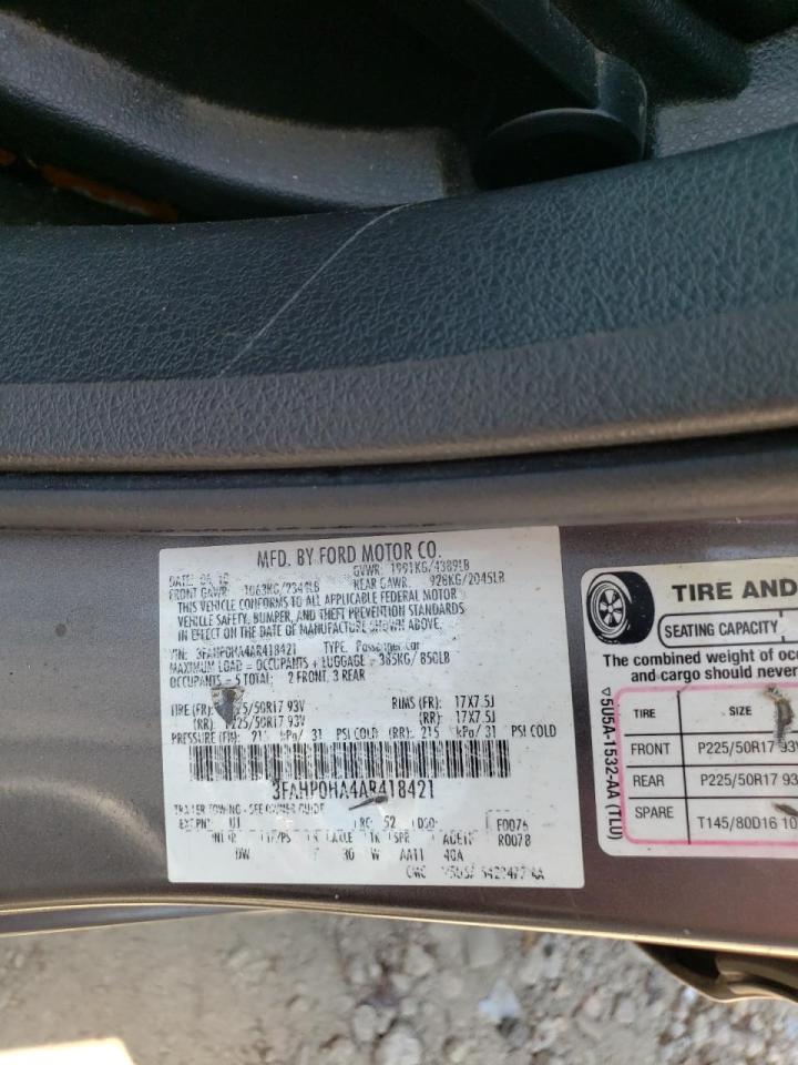 Photo 10 from auction – 2010 FORD FUSION with VIN 3FAHP0HA4AR418421