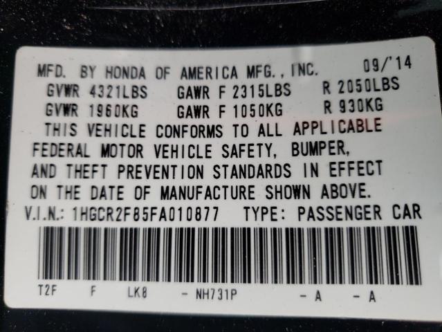 Photo 10 from auction – 2015 HONDA ACCORD EXL with VIN 1HGCR2F85FA010877