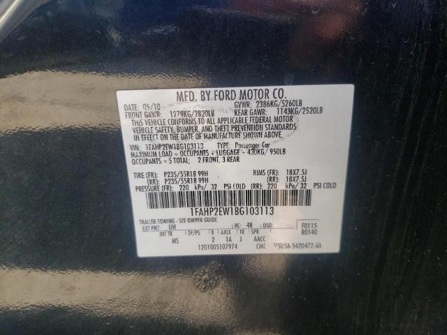 Photo 10 from auction – 2011 FORD TAURUS SEL with VIN 1FAHP2EW1BG103113