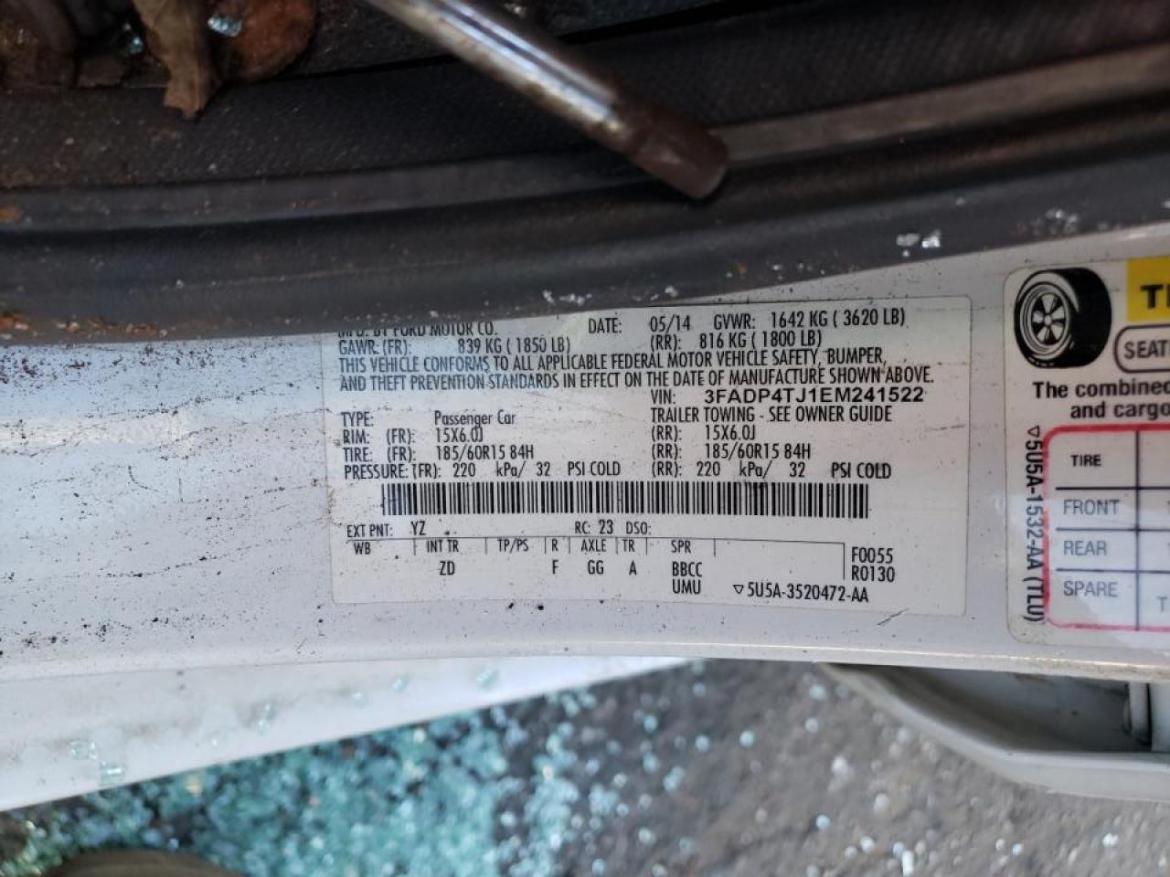 Photo 10 from auction – 2014 FORD FIESTA S with VIN 3FADP4TJ1EM241522