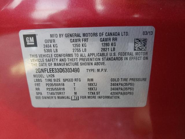 Photo 10 from auction – 2013 CHEVROLET EQUINOX LT with VIN 2GNFLEE33D6303490